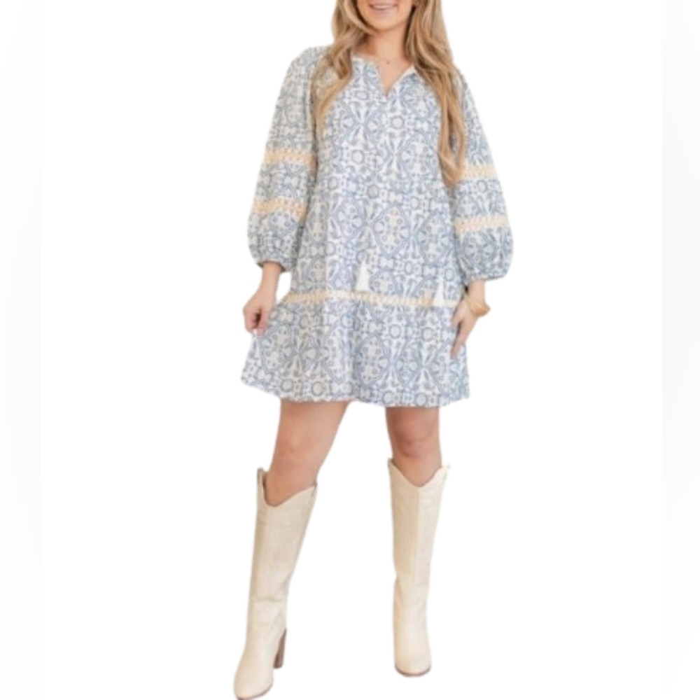 NWOT LUCKY BRAND Printed Tiered Mini Dress Women's Size M